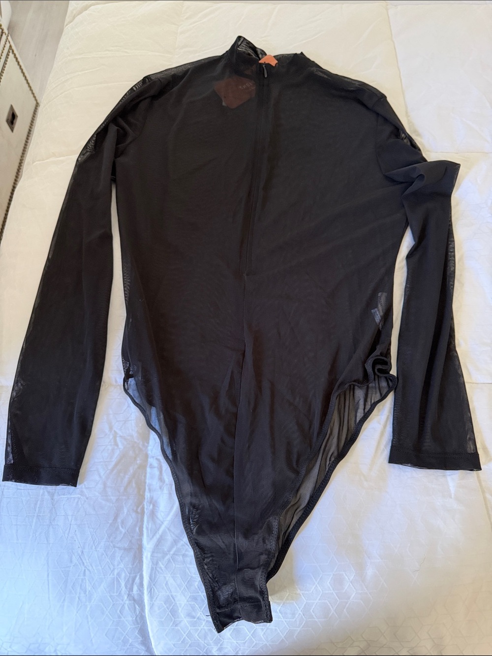 SHEIN Black Long Sleeve Mesh Bodysuit